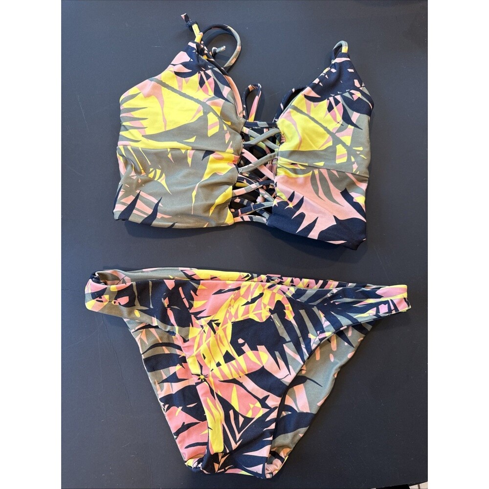 Cami And Jax Women’s Bikini Set  Size XS  Lace Up Top Bikini Bottom